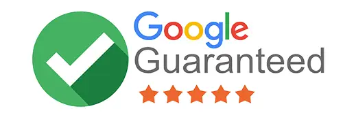 Google Guaranteed logo with a checkmark and five orange stars, symbolizing trust and quality for Durafy's kitchen renovation services.